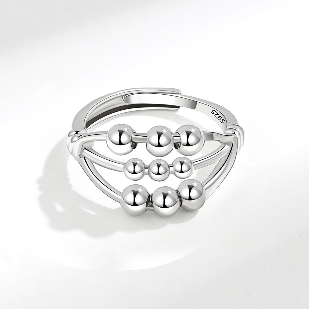 Nhẫn Hở Giảm Căng Thẳng Ba Hạt Có Thể Điều Chỉnh