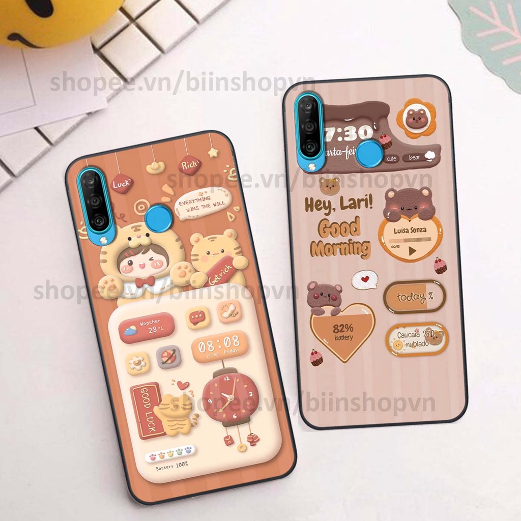 Ốp Huawei Nova 4e / P30 Lite in 3D icon gấu nổi siêu xinh, siêu đáng yêu, cá tính phong cách