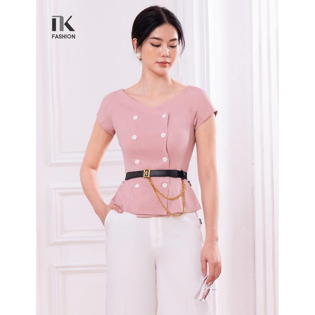Áo Sơ Mi Nữ NK Fashion Thiết Kế Giao Cúc Vai Chờm Hiện Đại, Chất Liệu Nhập Hàn Cao Cấp NKSM2203002