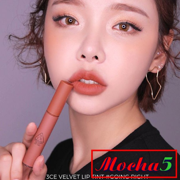 Son kem lì cực nhẹ môi 3CE Velvet Lip Tint GOING RIGHT màu Nâu Đất cực tây