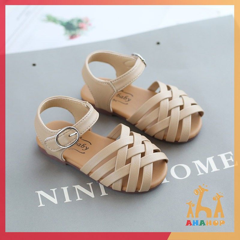 Giày cho bé gái - Dép sandal quai đan chéo chất da PU siêu mềm hàng chính hãng MG Baby cho bé V285