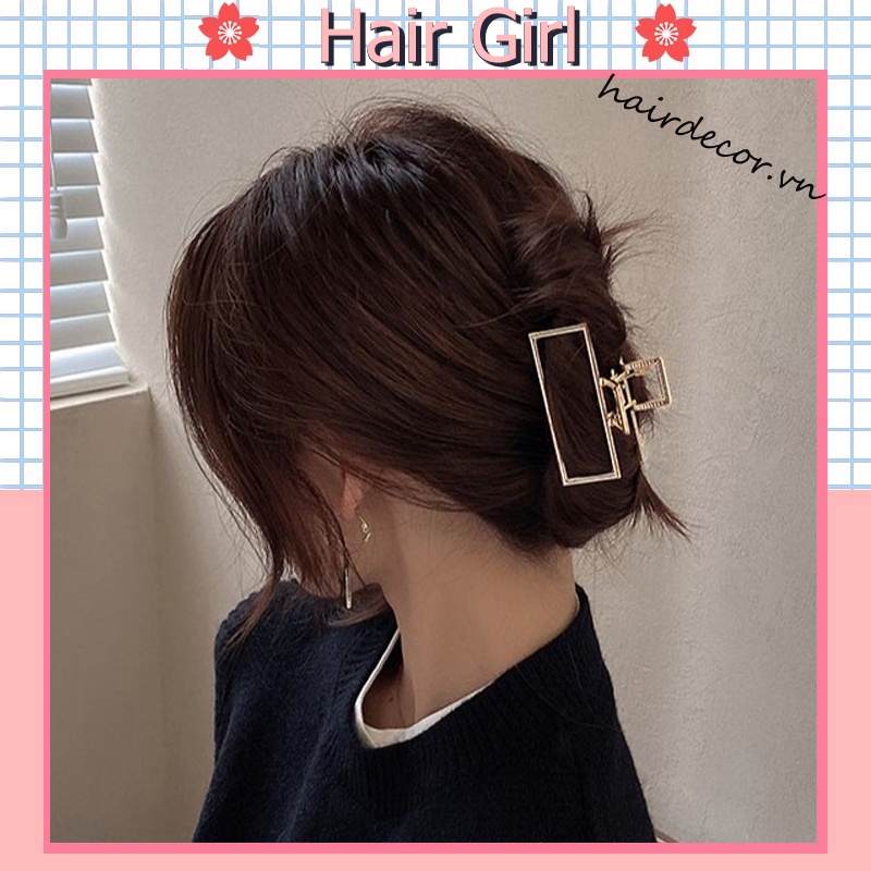 Kẹp Tóc Chất Liệu Kim Loại Kiểu Dáng Hình Học Phong Cách Hàn Quốc