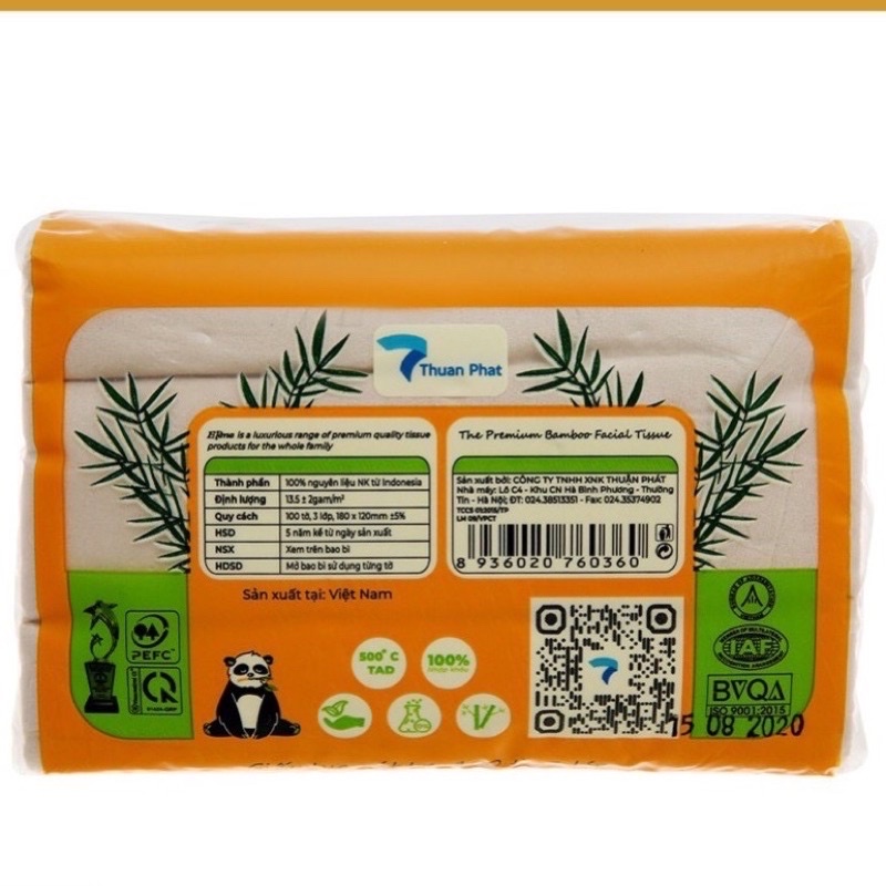Giấy Ăn Elene Gấu Trúc Không Tẩy Bịch 10 Gói