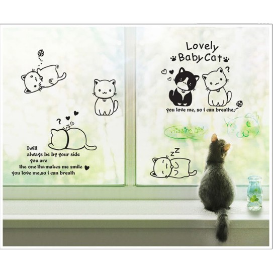 Decal trang trí Mèo Con dễ thương Love Baby Cat