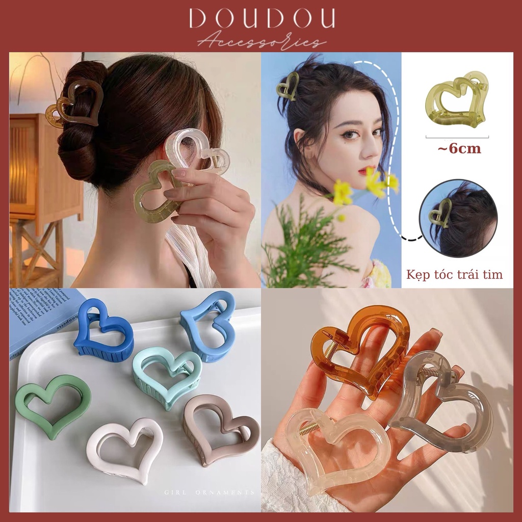 (XẢ KHO THANH LÝ) Kẹp tóc càng cua trái tim DOUDOU Cặp tóc Kẹp càng cua tóc dài dày style Hàn Quốc thời trang ZJ024
