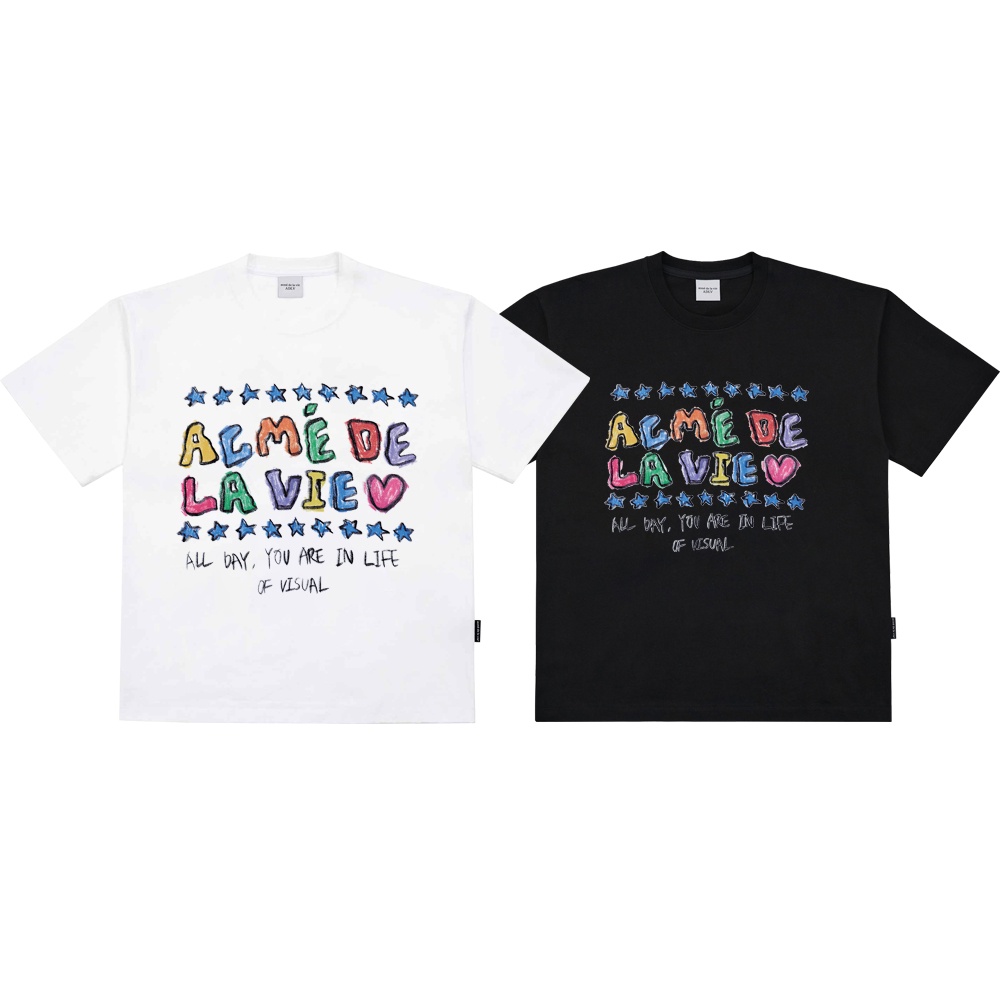 ADLV Áo thun cotton tay ngắn in hình thời trang