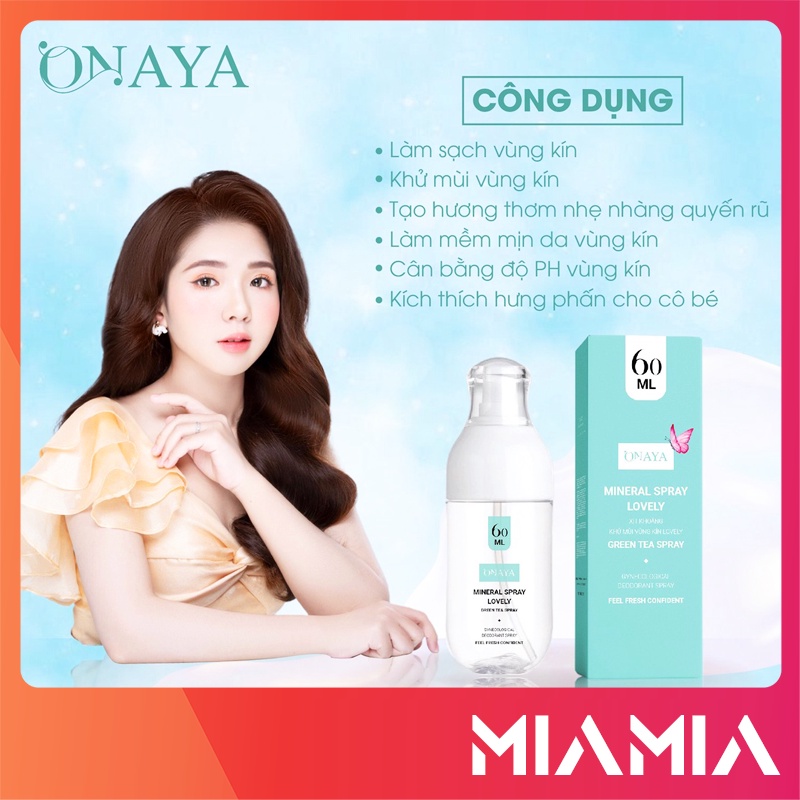 Xịt Khử Mùi Vùng Kín Onaya Màu Xanh Mineral Spray Lovely - 8938540224049