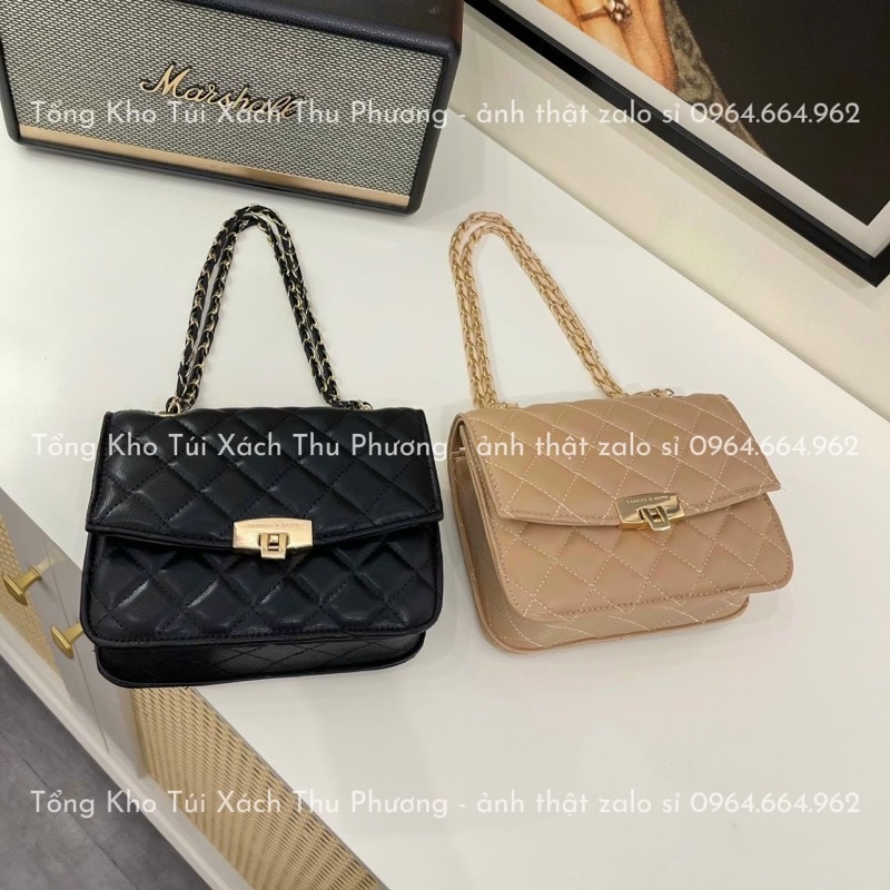 Túi đeo chéo, kẹp nách trần ô trám khoá gập siêu xinh cho nữ (ảnh thật shop chụp)