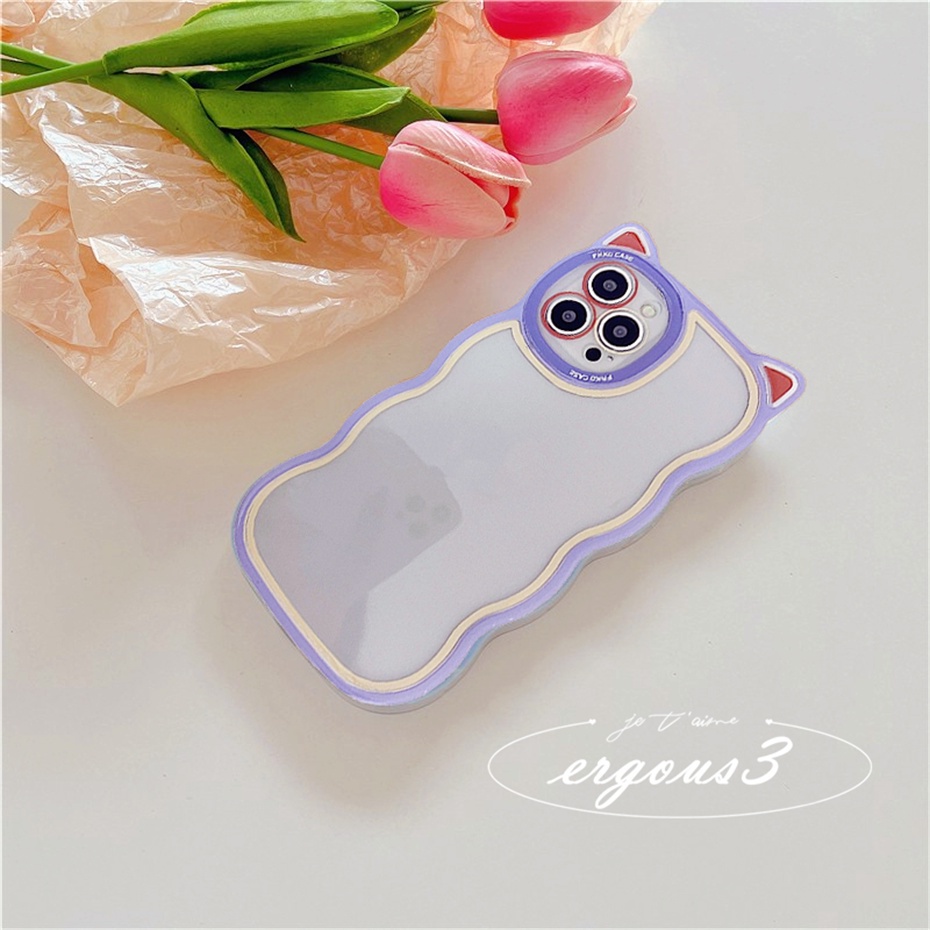 🌈Cat Ear🎁Ốp Điện Thoại Mềm Màu Macaron Trang Trí Tai Mèo Cho iPhone 14 13 12 11 Pro Max SE2020 X XR Xs Max 7 8 6 6s Plus