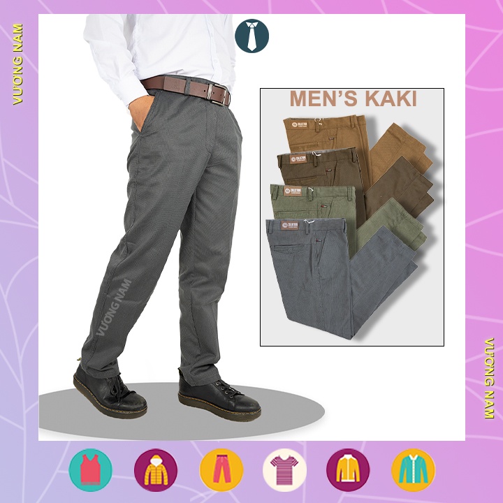 Quần kaki nam trung niên ống suông cao cấp đẹp vải khaki trơn VN43B