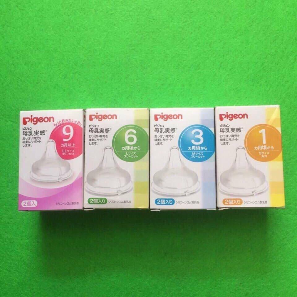 Núm ty thay thế bình cổ rộng Pigeon - phụ kiện cho bình sữa- Đủ size từ 0m trở lên- Tách lẻ 1 núm