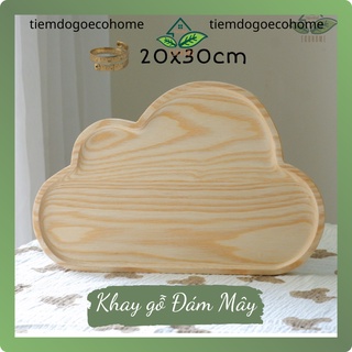 Khay gỗ dĩa gỗ tần bì hình đám mây dễ thương dùng decor trang trí bàn ăn đựng trái cây bánh kẹo ăn dặm