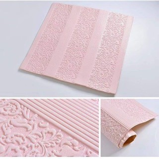 combo10 tấm xốp dán tường hoa văn cổ điển 3D màu hồng