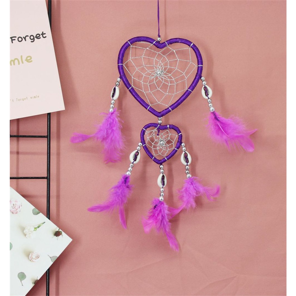 Vòng bắt giấc mơ hình trái tim lưới nhiều màu sắc phong cách Ấn Độ