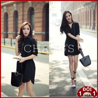 VÁY SƠMI SUÔNG ĐEN SANG CHẢNH - CHẤT TRƯỢT THÁI CAO CẤP - CO GIÃN NHẸ- CÓ ẢNH VIDEO QUAY THẬT - CAM KẾT GIỐNG HÌNH