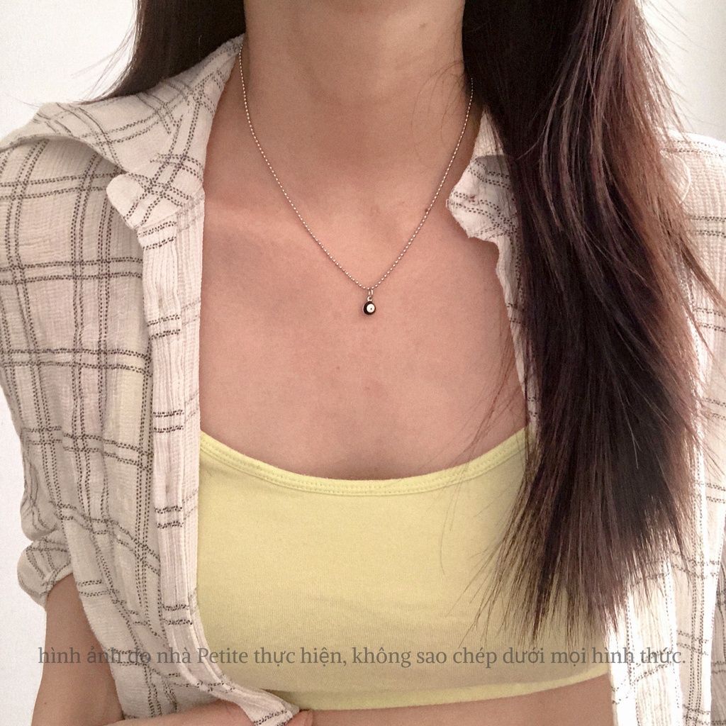 Vòng cổ bi dây mảnh phối mặt charm Evil Eye Choker KHÔNG GỈ dây chuyền dáng ngắn thiết kế basic phong cách hàn quốc
