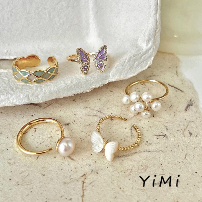 Nhẫn Hình Bướm Đính Ngọc Trai Nhân Tạo Thời Trang