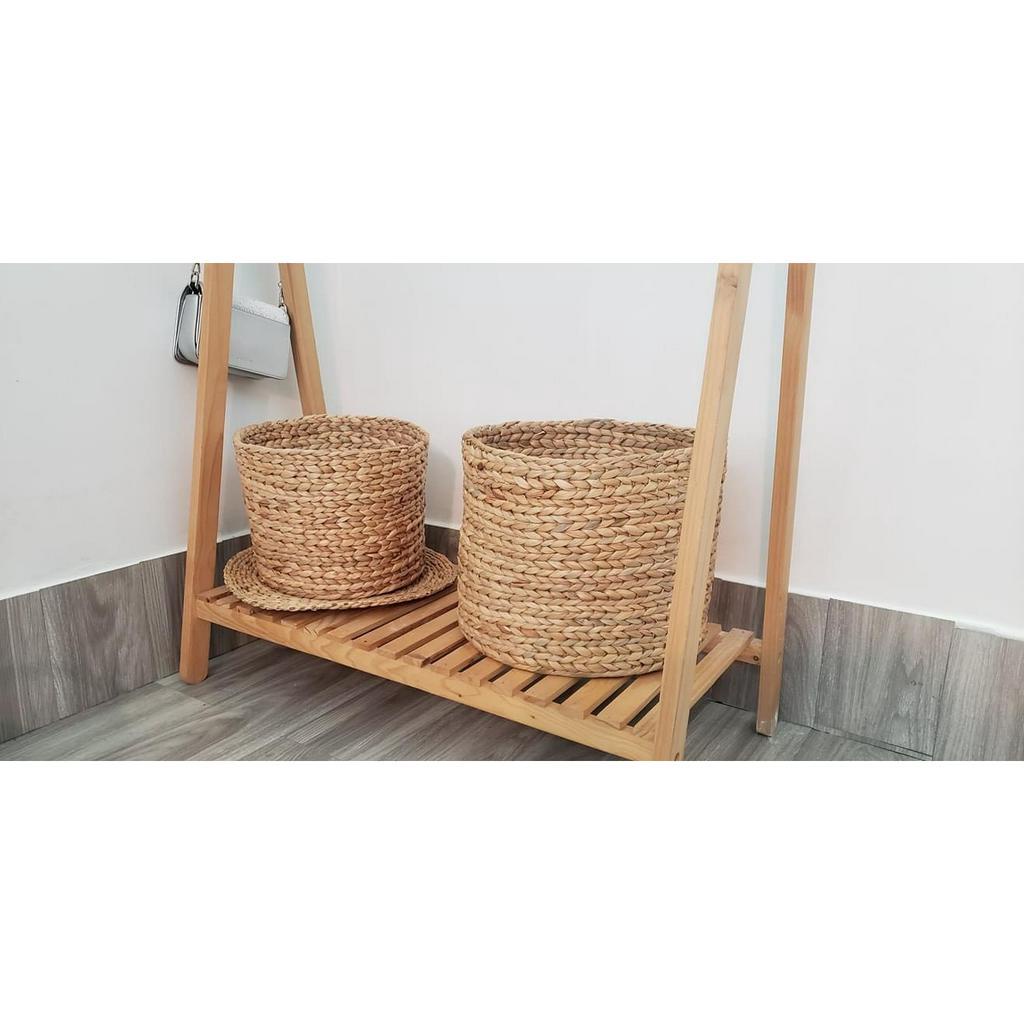 Giỏ lục bình tròn đựng đồ dùng, giỏ cói trồng cây, chậu cói trồng cây cảnh, đựng quần áo, decor tự nhiên,giỏ cói Vintage