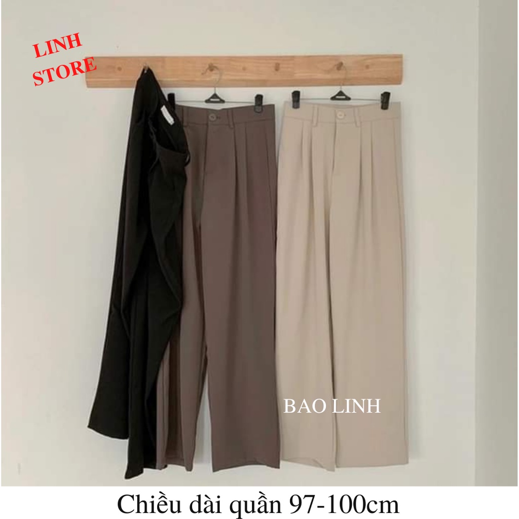 Quần Tây Baggy Nữ Linh Store Công Sở Lưng Cao Dáng Suông Ống Rộng Nữ Chất Liệu Ruby