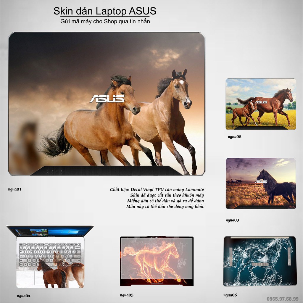 Skin dán Laptop Asus in hình Con ngựa (inbox mã máy cho Shop)