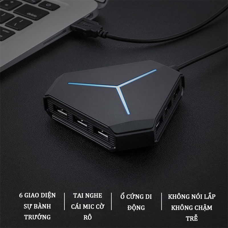 Cổng USB 6 đầu kết nối đa năng cho thiết bị Mac PC/ máy tính xách tay/ máy tính để bàn | BigBuy360 - bigbuy360.vn