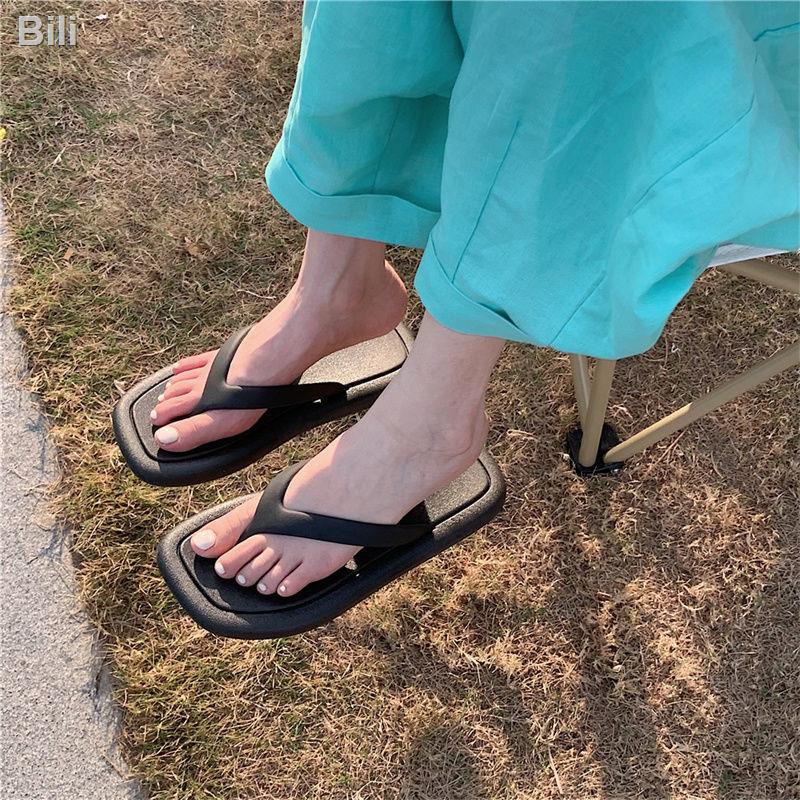 ▤◑✹] Sandals và dép đi trong nhà của phụ nữ mùa hè giải trí rắn màu đi biển giày đi biển dép tông