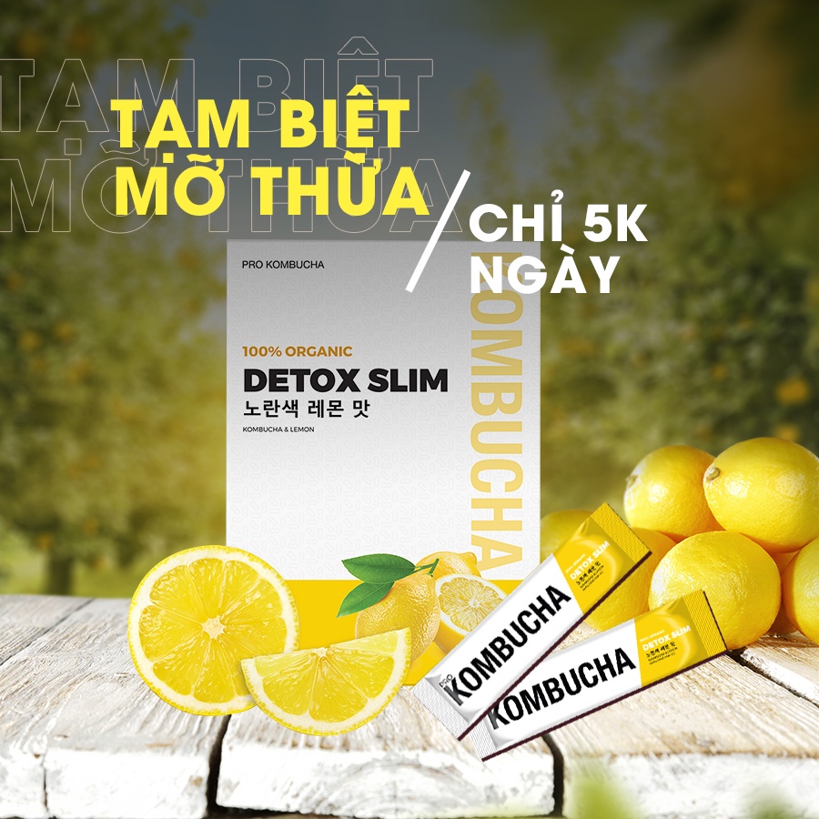 Trà kombucha Pro Kombucha hỗ trợ giảm cân detox đẹp da loại 10 gói/ 1 hộp