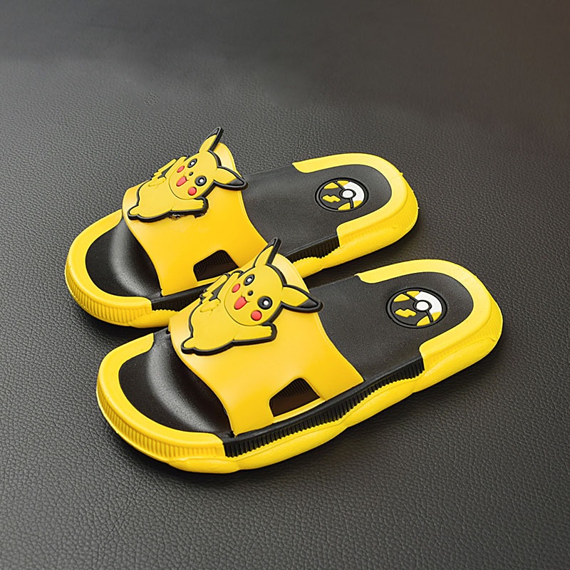 Dép Đi Trong Nhà Đế Mềm Chống Trượt Thoáng Khí In Hình Pikachu Dễ Thương Cho Bé