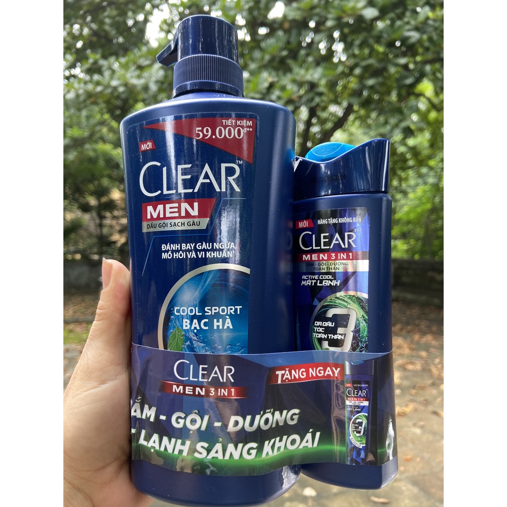 DẦU GỘI ĐẦU CLEAR MEN COOL SPORT BẠC HÀ 650ML TẶNG KHĂN TẮM CAO CẤP