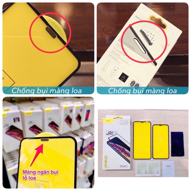 Kính cường lực Baseus chống bụi bẩn và nước vào màng loa đủ mã Iphone