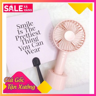 Quạt cầm tay mini 4 cánh pin sạc ss-2 có đế để bàn