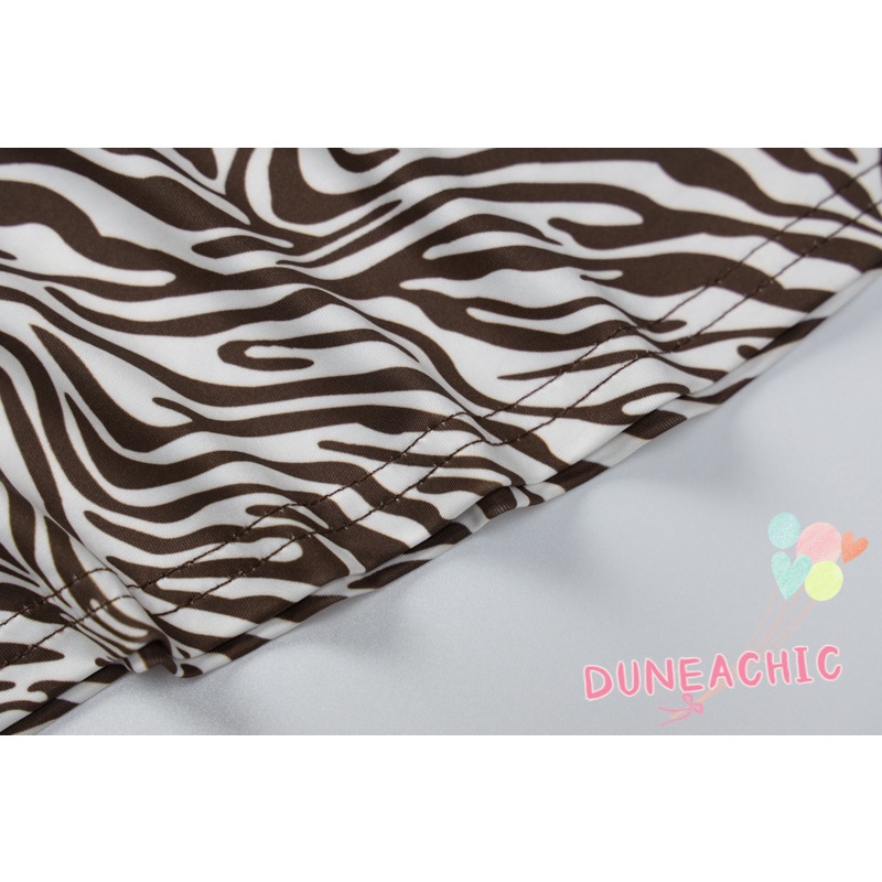 DUNEA Đầm Hai Dây Hở Lưng In Họa Tiết Ngựa Vằn Gợi Cảm Cho Nữ