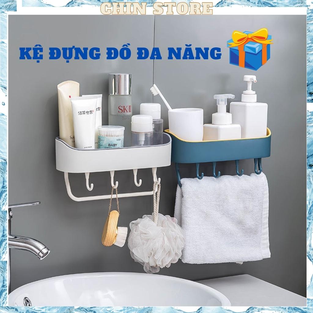 Kệ dán tường nhà tắm, nhà bếp cao cấp hai lớp chắc chắn có móc treo in nổi đám mây