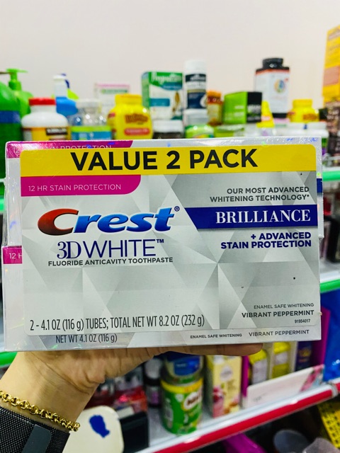 {Date 2023}-Kem đánh răng Crest 3D White Brilliance 116g của Mỹ