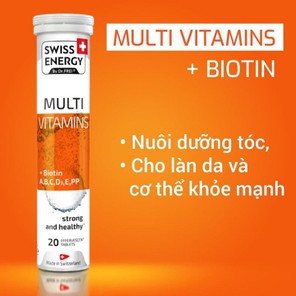 Viên sủi tăng sức đề kháng, hỗ trợ đẹp da và tóc Swiss Energy Multi Vitamins + Biotin - multivitamin - Tuýp 20 viên | BigBuy360 - bigbuy360.vn