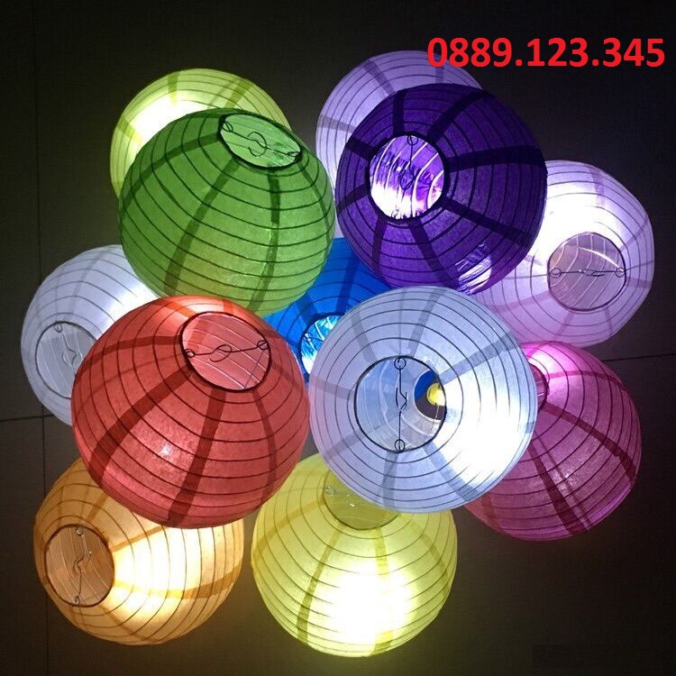 Lồng đèn giấy lụa 30cm trang trí tết, lễ hội, sự kiện phong cách nhật bản, den long gia re DL01