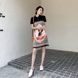 Đầm Midi Tay Ngắn Cổ polo Dáng Rộng In Họa Tiết Hoạt Hình Thời Trang Mùa Hè Xinh Xắn Cho Nữ