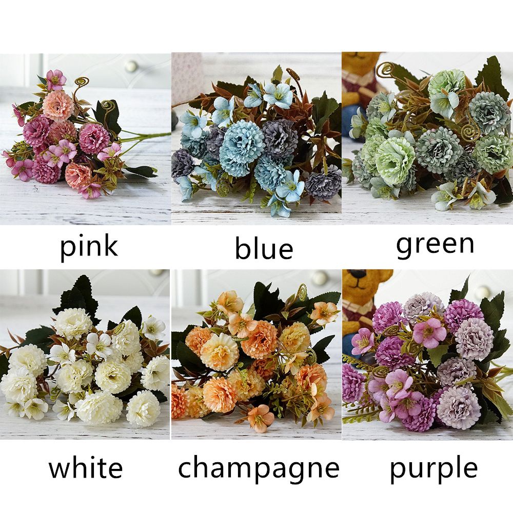 Bó 11 Bông Hoa Cúc Cẩm Chướng Nhân Tạo Bằng Lụa Nhiều Màu Sắc Dùng Trang Trí Nhà Cửa / Tiệc Cưới