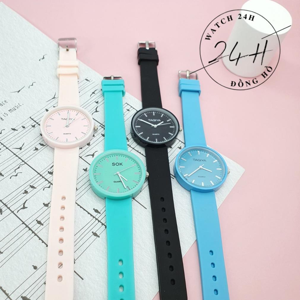 Đồng Hồ nữ Hot trend TAQIYA ; dây nhựa mềm nhiều màu siêu cute