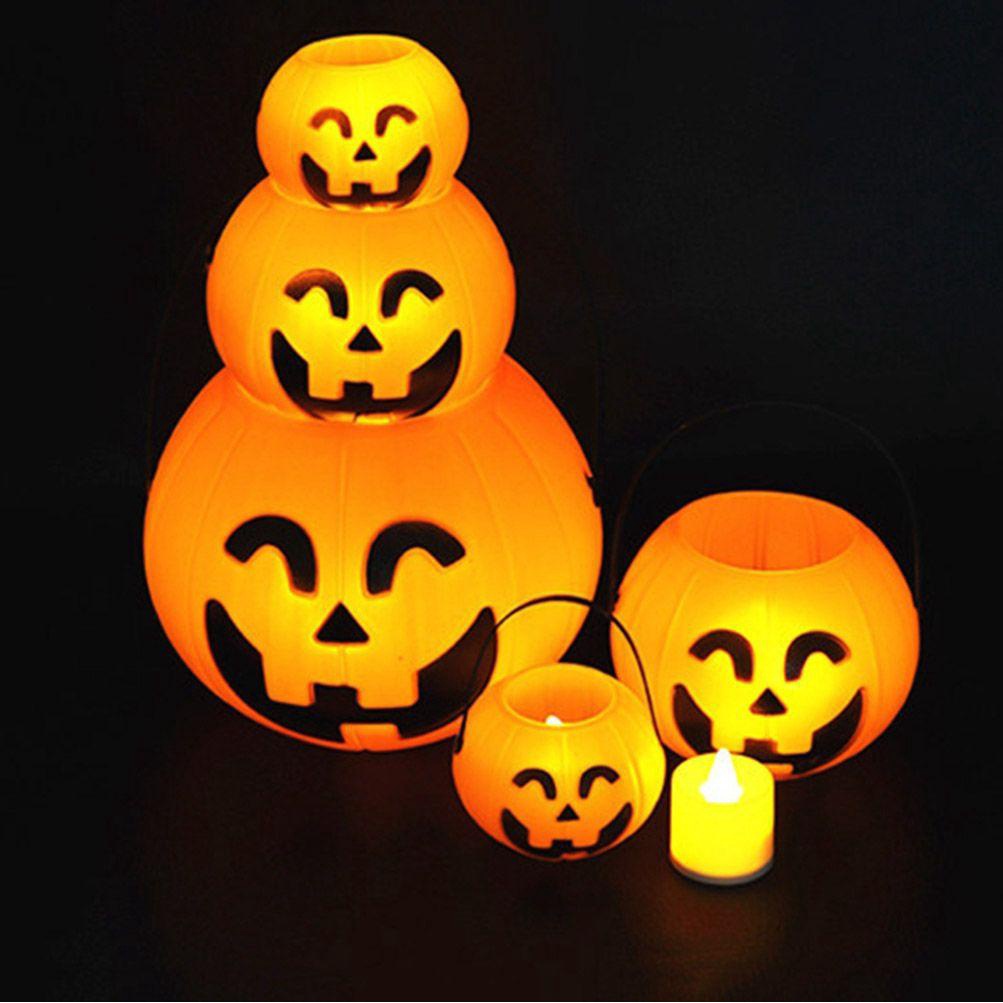 Set 2 Xô Đựng Kẹo Hình Bí Ngô TAYLOR1 Có Tay Cầm DIY Cho Bé
