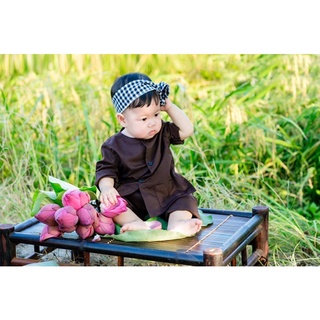 áo bà ba, đồ nông dân cho bé + khăn  (ảnh thật)
