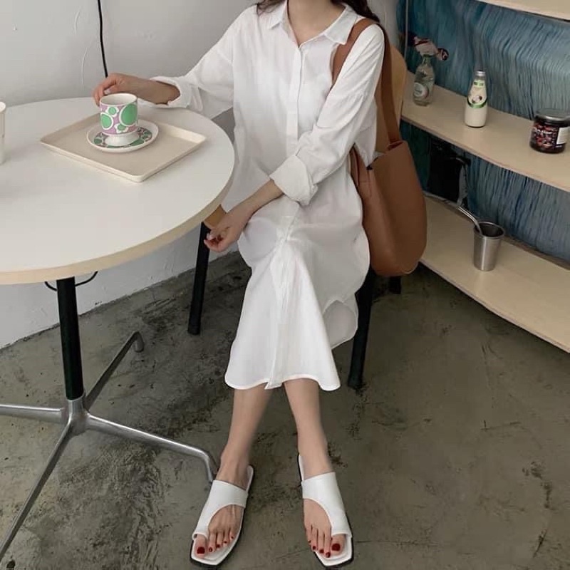 ✨Đầm sơ mi chất đũi lụa Hàn xịn xò sll đi cafe quá ư là mê 😻 | BigBuy360 - bigbuy360.vn