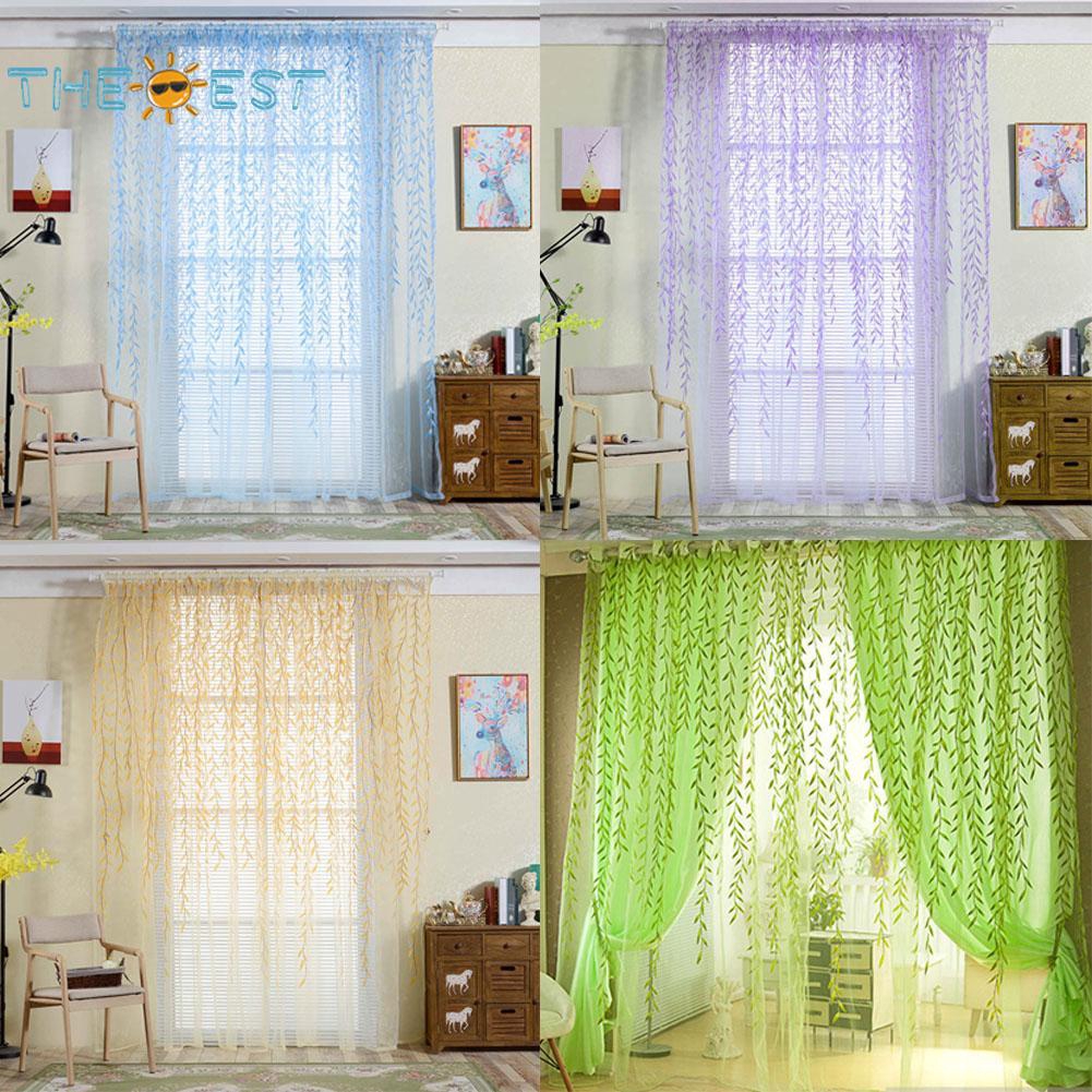 Rèm Cửa Vải Voan Họa Tiết Hoa 270x100cm