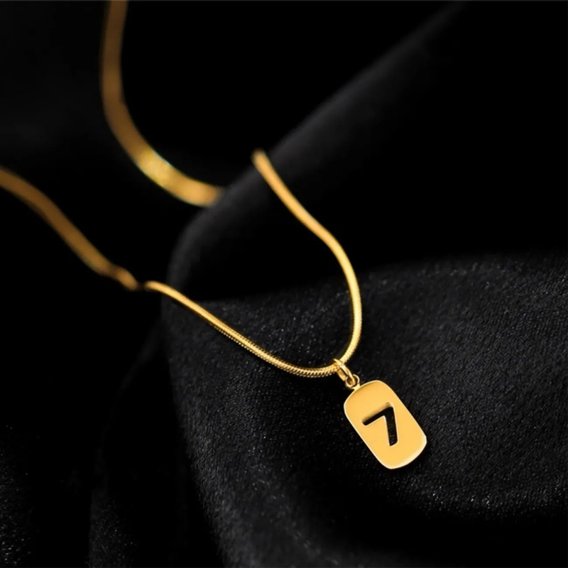 Dây Chuyền Mặt Số 7 Bằng Titan Chống Gỉ Phong Cách Hàn Quốc Cho Nữ