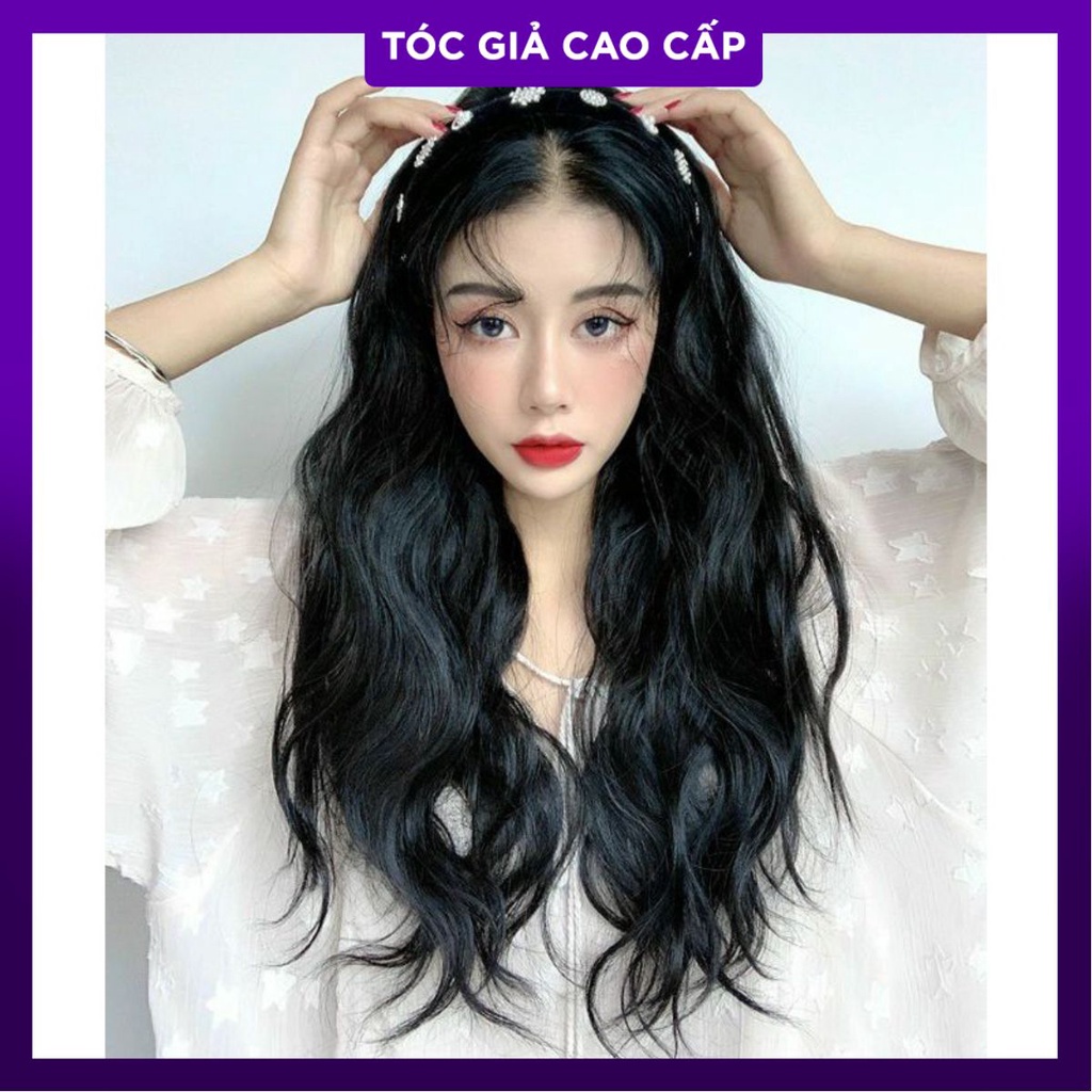 tóc giả đính cài đá song dài xinh