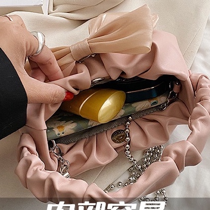 Túi xách nữ thời trang xách tay đeo chéo đính nơ quai nhún hàng Quảng Châu cao cấp Bagami