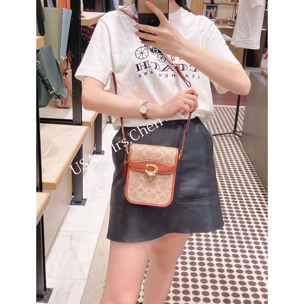 Túi COACH Studio túi điện thoại di động túi xiên túi vuông nhỏ dọc phiên bản vỗ vai Túi Messenger