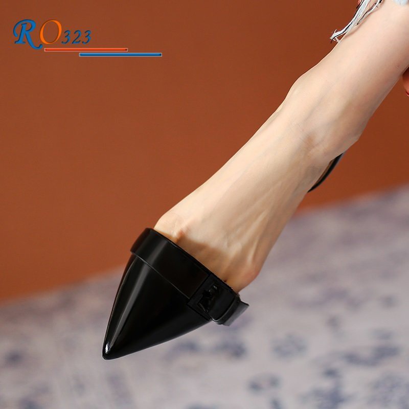 Giày sandal nữ cao gót 7 phân màu đen hàng hiệu rosata ro323