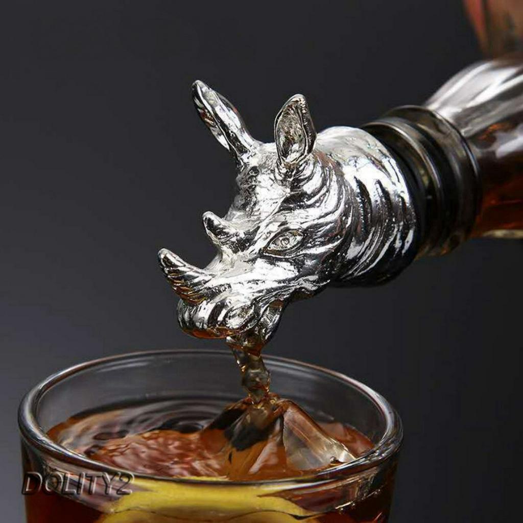 Animal Head-Wine Pourer Spout,Wine Bottle Stopper for Bar Tools Rhinos