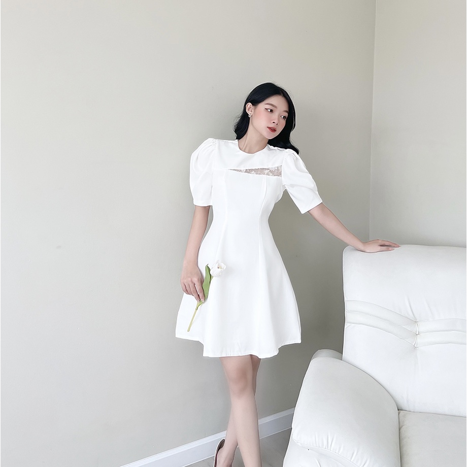 BBSTORE'S Đầm Xoè Dự Tiệc Phối Ren Sang Trọng -D943